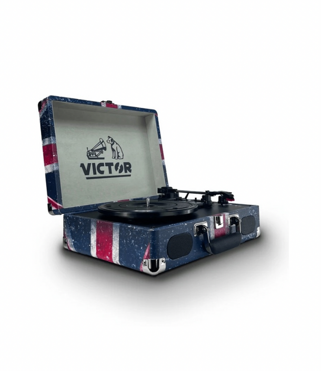 JupiterGear Victor Metro Plus Portable Dual Bluetooth Suitcase Turntable-Union Jack