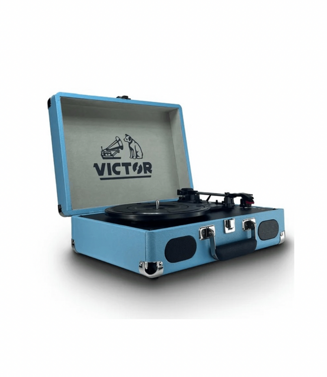 JupiterGear Victor Metro Plus Portable Dual Bluetooth Suitcase Turntable-Turquoise