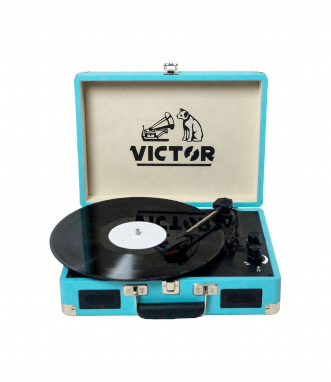 Victor Metro Dual Bluetooth Suitcase 3-Speed Turntable-Turquoise