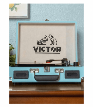 JupiterGear Victor Metro Dual Bluetooth Suitcase 3-Speed Turntable-Turquoise
