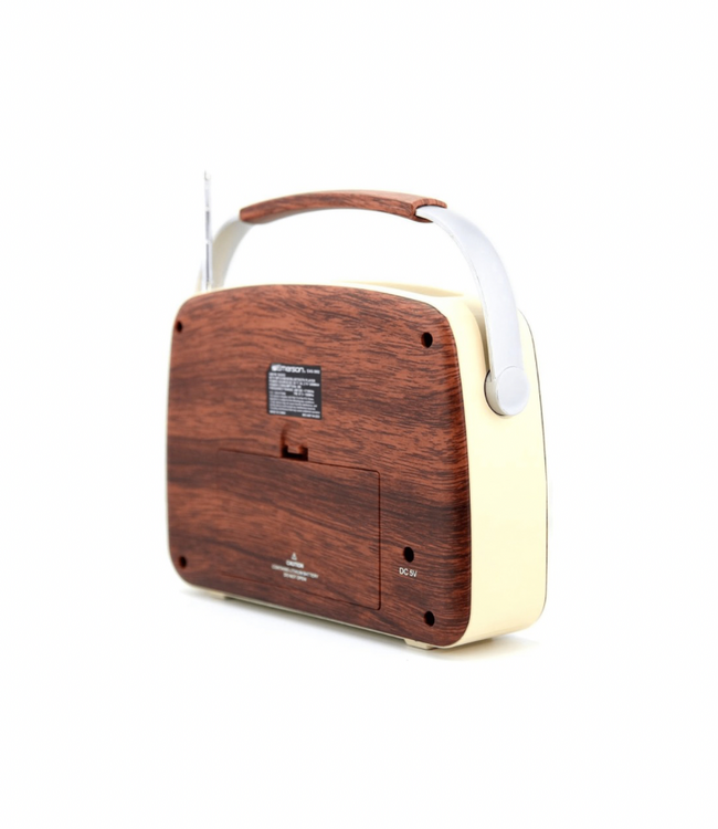 Emerson Portable Retro Radio with Rechargeable Battery-Mahogony