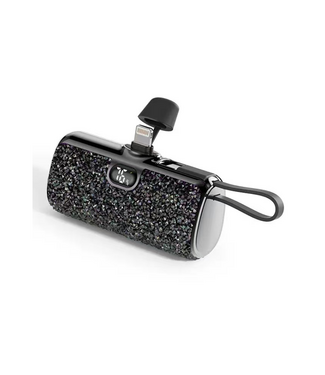 Tech Trendz Black Glitter USBC Power Bank 5000 mAh
