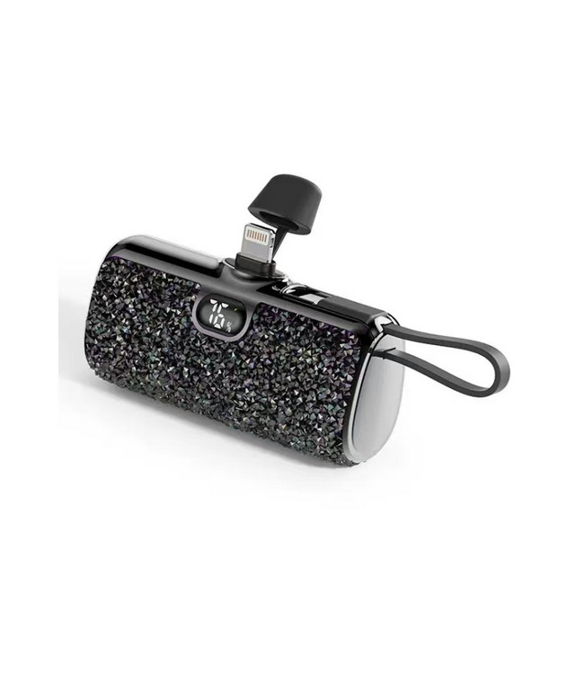 Black Glitter USBC Power Bank 5000 mAh
