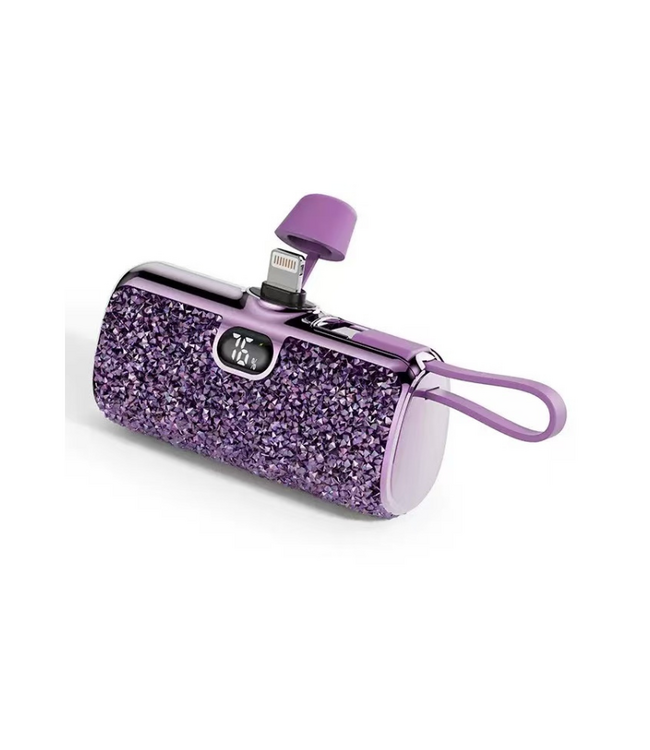 Purple Glitter USBC Power Bank 5000 mAh