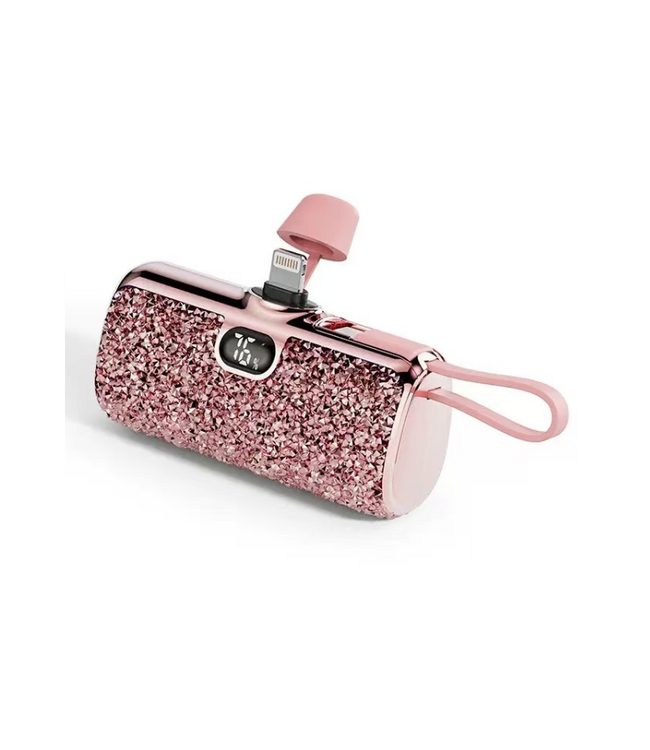 Rose Gold Glitter USBC Power Bank 5000 mAh