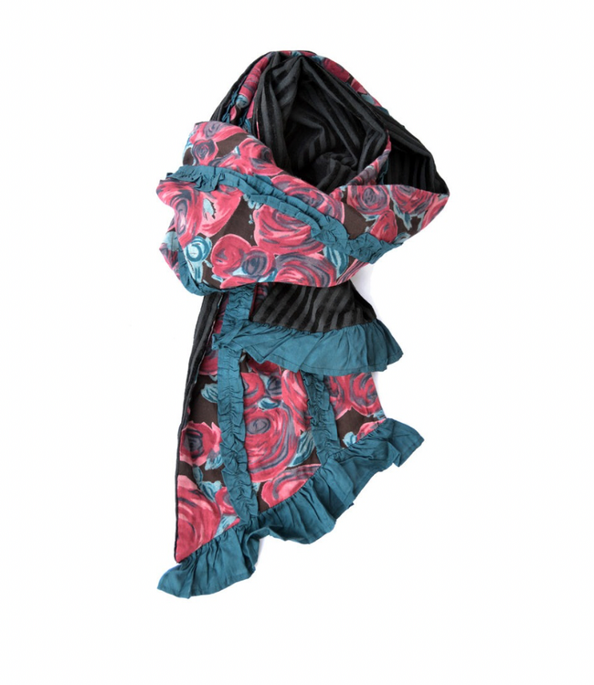 Joni Velvet Scarf Black Stripe