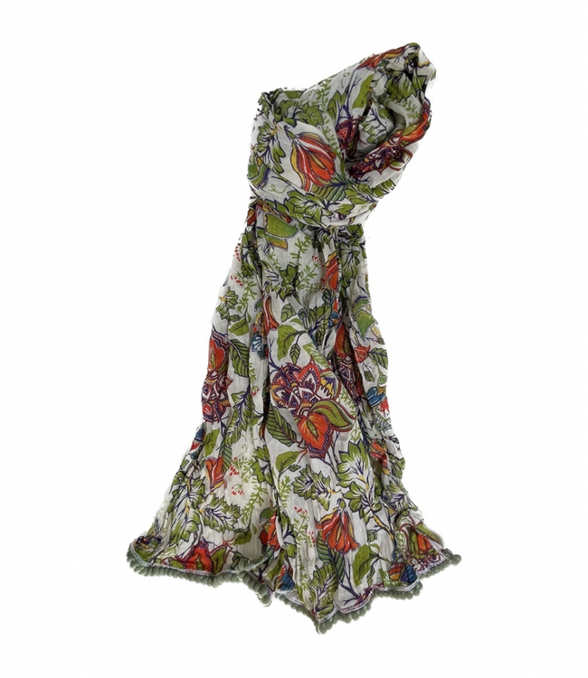 Crinkled Cotton Scarf - Taj Bone