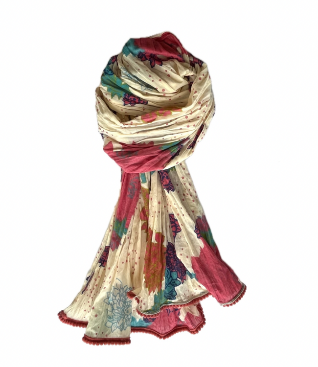Crinkled Cotton Scarf - Sumi Bone