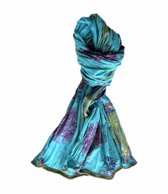 Crinkled Cotton Scarf - Sumi Blue