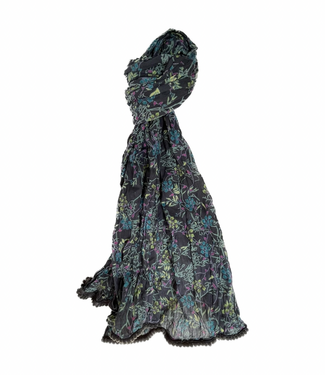 Crinkled Cotton Scarf - Shoji Charcoal