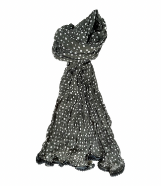 Crinkled Cotton Scarf - Polka Dots Mini Charcoal