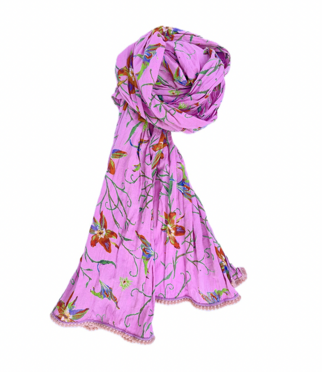 Crinkled Cotton Scarf - Petals Pink