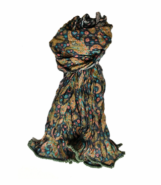Crinkled Cotton Scarf - Paisley Gray