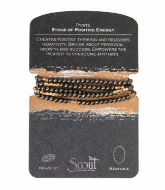 Stone Wrap Bracelet/Necklace - Pyrite/Gold