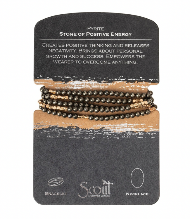 Stone Wrap Bracelet/Necklace - Pyrite/Gold