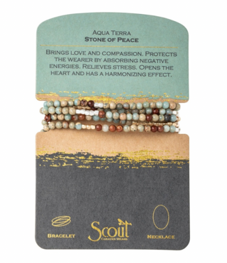 Stone Wrap Bracelet/Necklace - Aqua Terrra/Gold/Silver