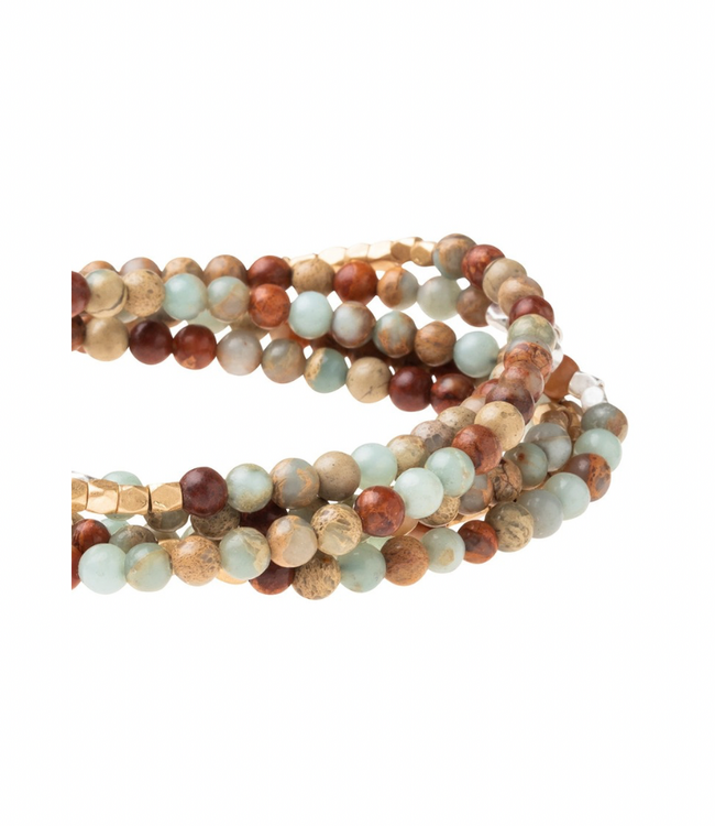 Stone Wrap Bracelet/Necklace - Aqua Terrra/Gold/Silver