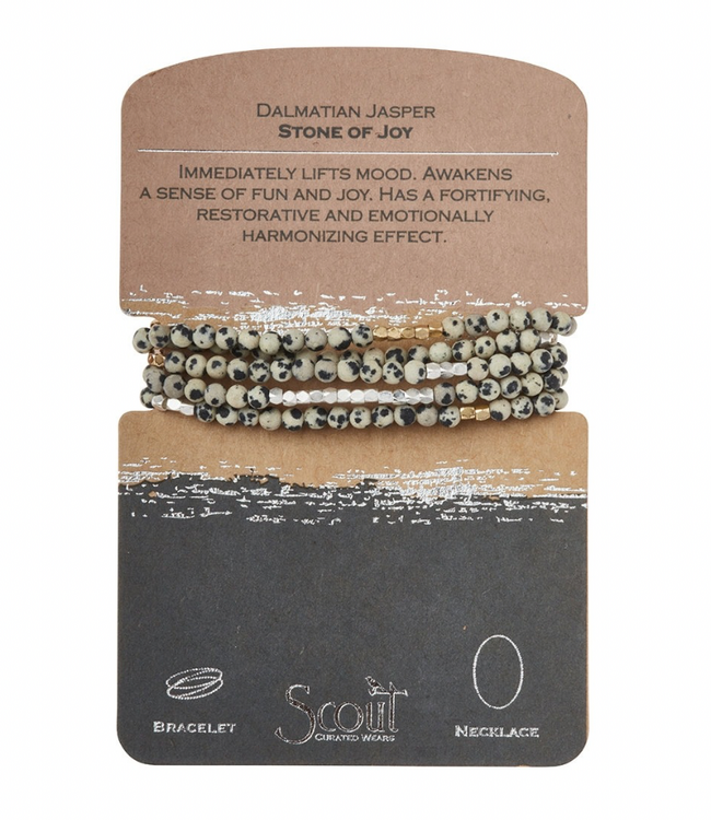 Stone Wrap Bracelet/Necklace - Dalmation Jasper/Gold & Silver
