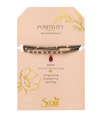 Teardrop Stone Wrap Bracelet - Pyrite/Fuchsia/Gold - Positivity