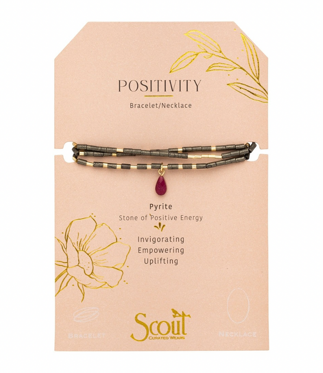 Teardrop Stone Wrap Bracelet - Pyrite/Fuchsia/Gold - Positivity