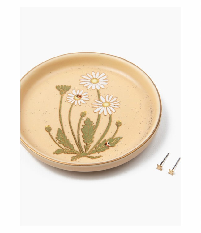 Jewelry Dish & Stud Earring Set-Daisy Vanilla