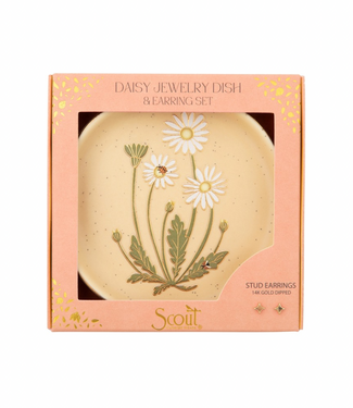 Jewelry Dish & Stud Earring Set-Daisy Vanilla