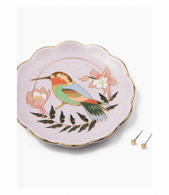 Jewelry Dish & Stud Earring Set-Hummingbird Lavender