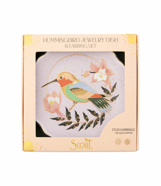 Jewelry Dish & Stud Earring Set-Hummingbird Lavender