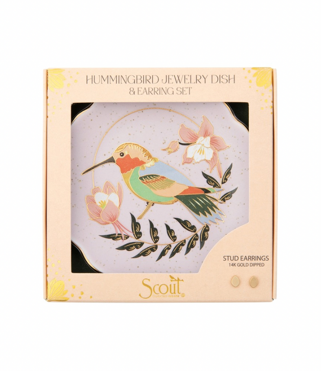 Jewelry Dish & Stud Earring Set-Hummingbird Lavender