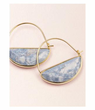 Stone Prism Hoop Earring- Blue Howlite/Gold