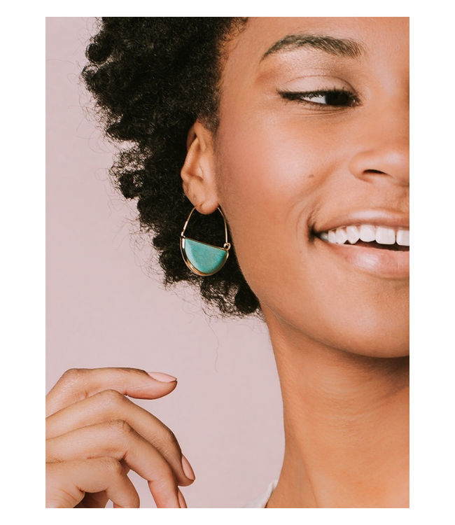 Stone Prism Hoop Earring