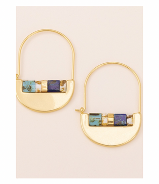 Good Karma Miyuki Crescent Hoop Earring - Indigo/Gold
