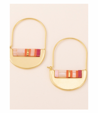 Good Karma Miyuki Crescent Hoop Earring- Pink Multi/Gold