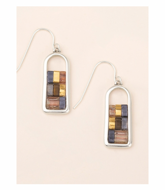 Good Karma Miyuki Frame Earring - Gunmetal/Silver