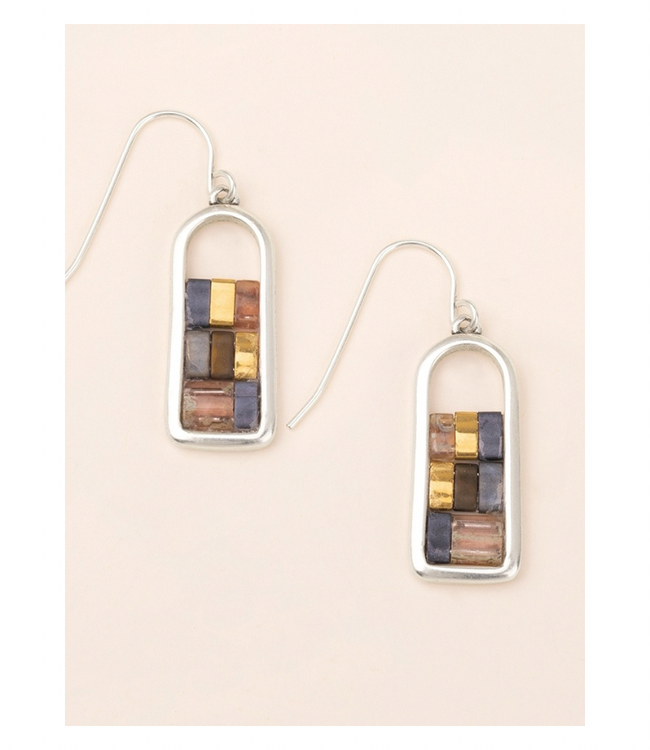 Good Karma Miyuki Frame Earring - Gunmetal/Silver