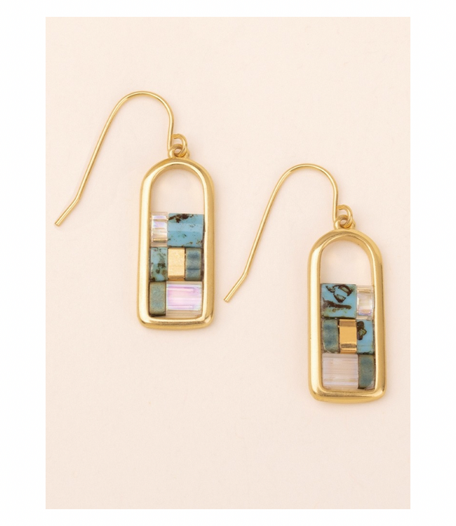 Good Karma Miyuki Frame Earring - Turquoise/Gold