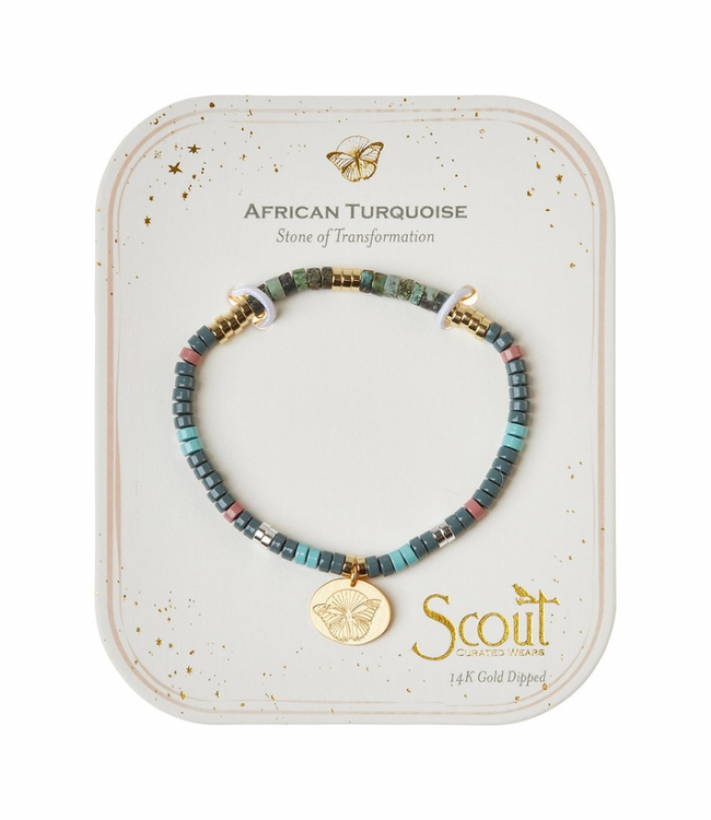 Stone Intention Charm Bracelet - African Turquoise/Gold