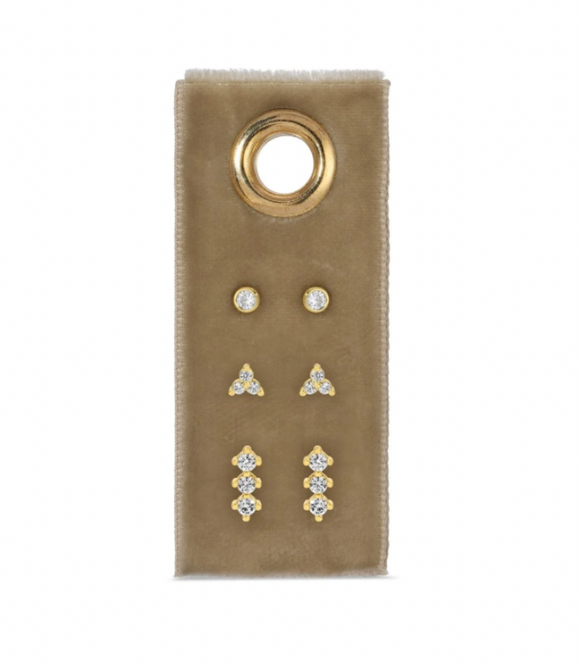 Curated Stud Set: 3 Trending Styles - Gold