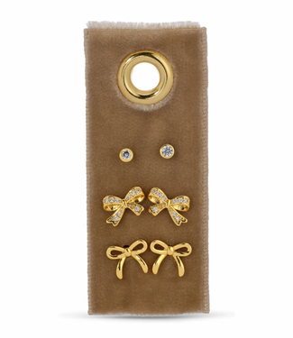 Set/3 Bow Accented Stud Set - Gold