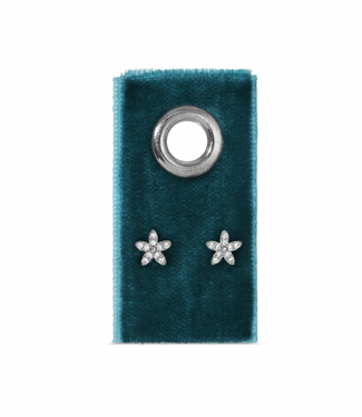 Pave Flower Studs - Silver