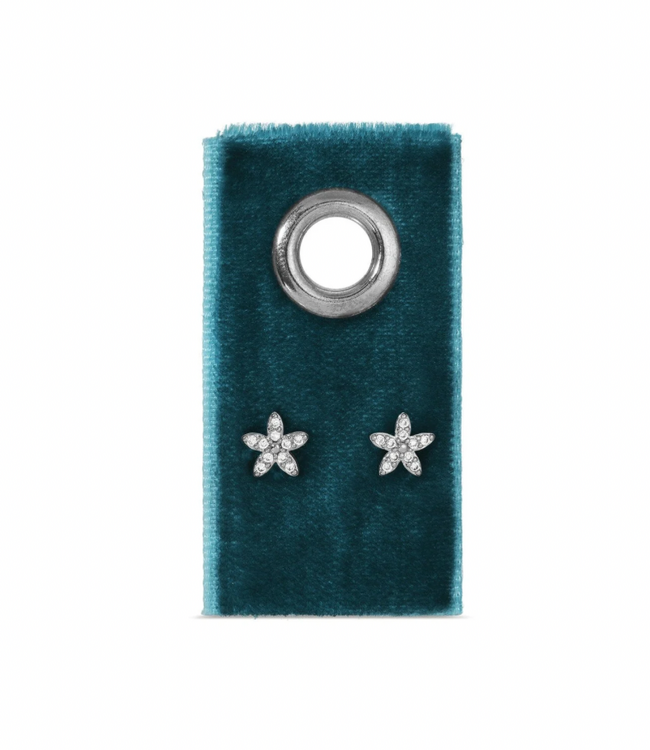 Pave Flower Studs - Silver