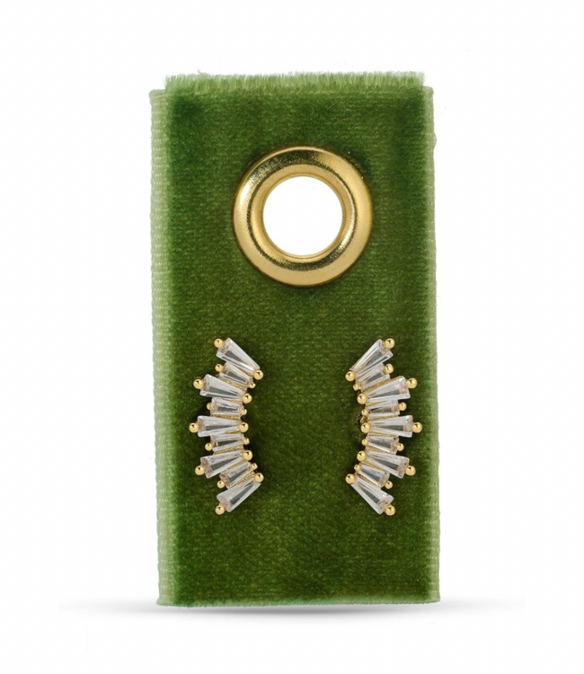 Curved Baguette Studs - Gold