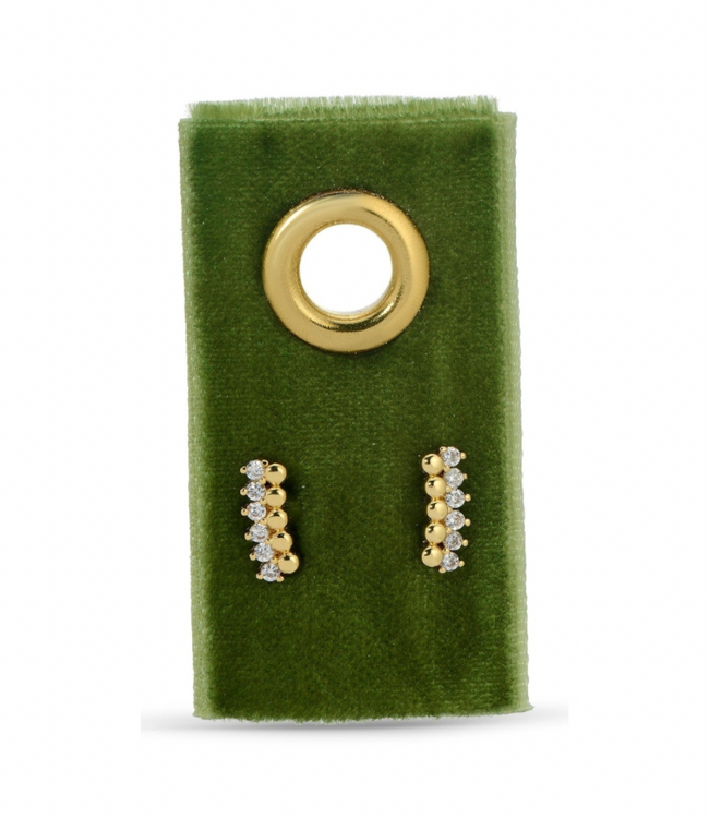 Delicate Dots & Cz Studs - Gold