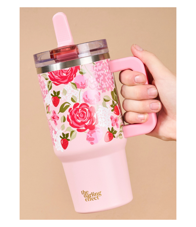 20 oz Lifestyle Flip Straw Tumbler-Rose Garden