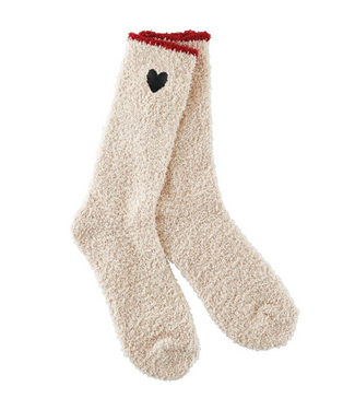 Bella Sleep + Spa Cozy Socks - Red Trim + Black Heart