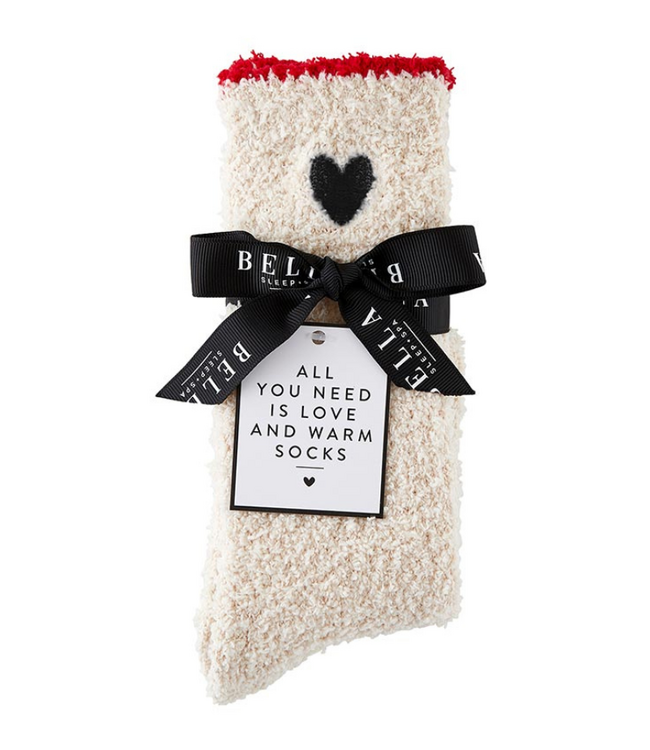 Cozy Socks - Red Trim + Black Heart