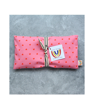 Red Hearts on Pink Cotton Weighted Eye Pillow - Unscented