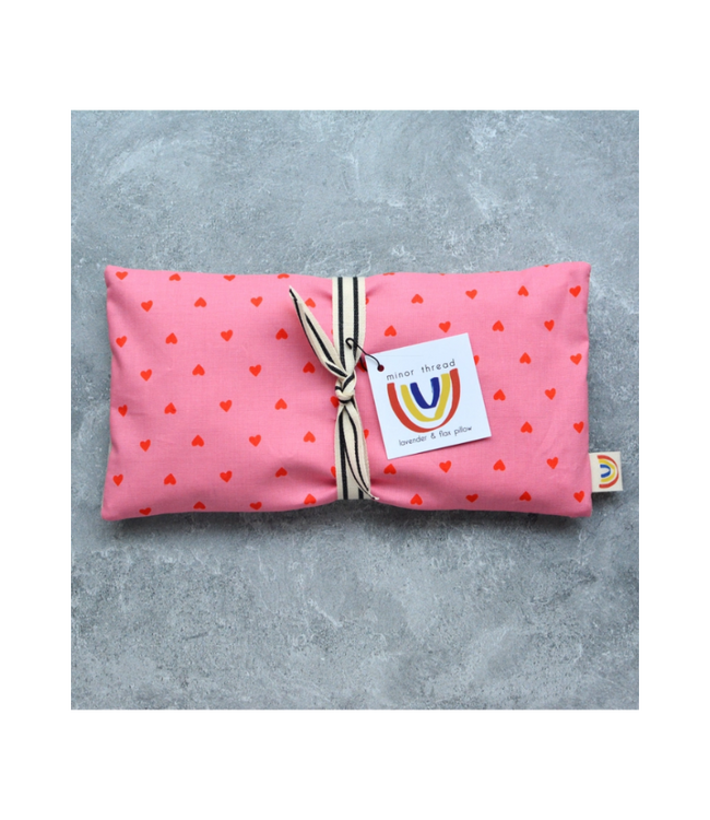 Red Hearts on Pink Cotton Weighted Eye Pillow - Unscented