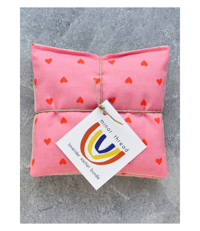 Red Hearts on Pink Lavender Sachet Bundle