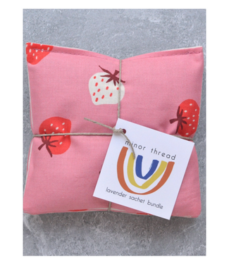 Ripe Strawberries Pink Cotton Lavender Sachet Bundle